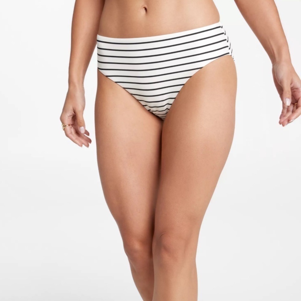 CALIA Women's Mid Rise Swim
Bottoms Ivory Blue stripe Size XL NWT